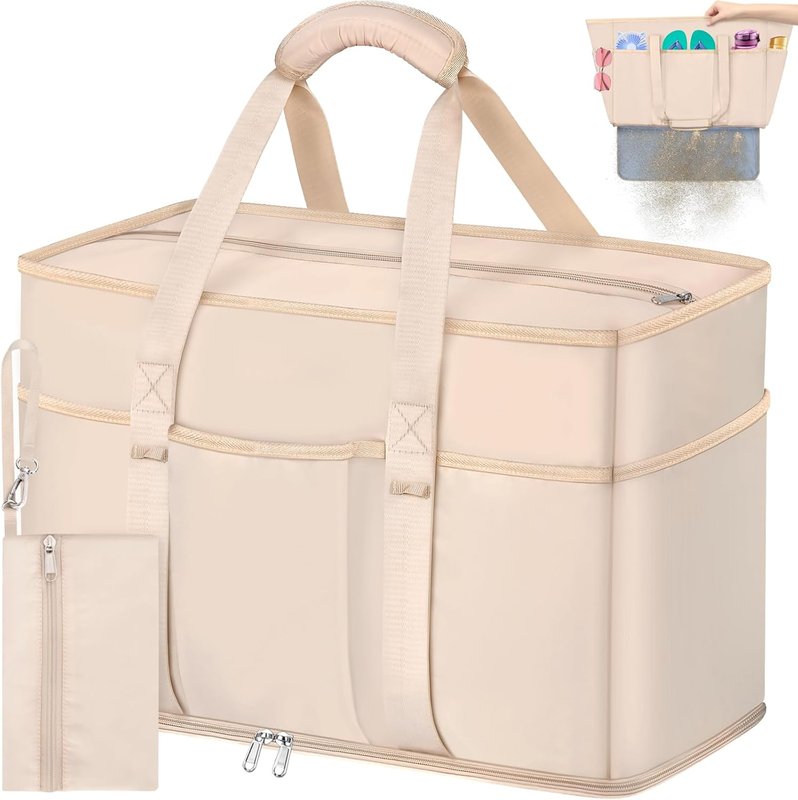 VOBUKE bolsa playa XXL 45 litros cremallera resistente arena plegable vacaciones