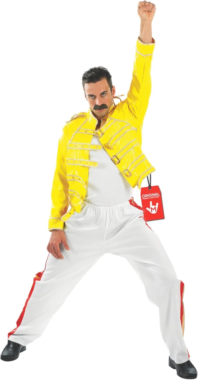 Disfraz Freddie Mercury leyenda rock años 80 Fun Shack amarillo