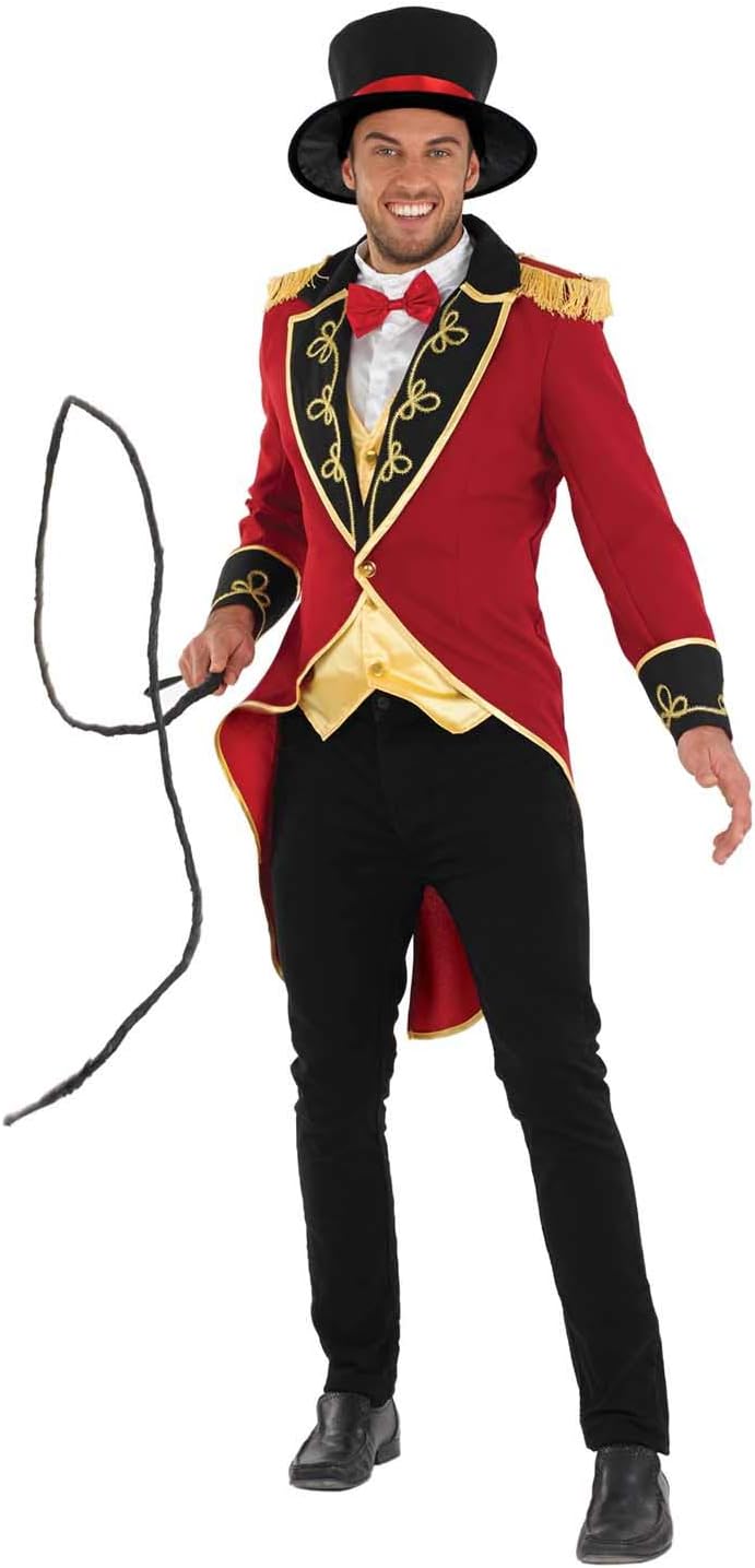 Disfraz presentador circo hombre Fun Shack frac rojo sombrero copa