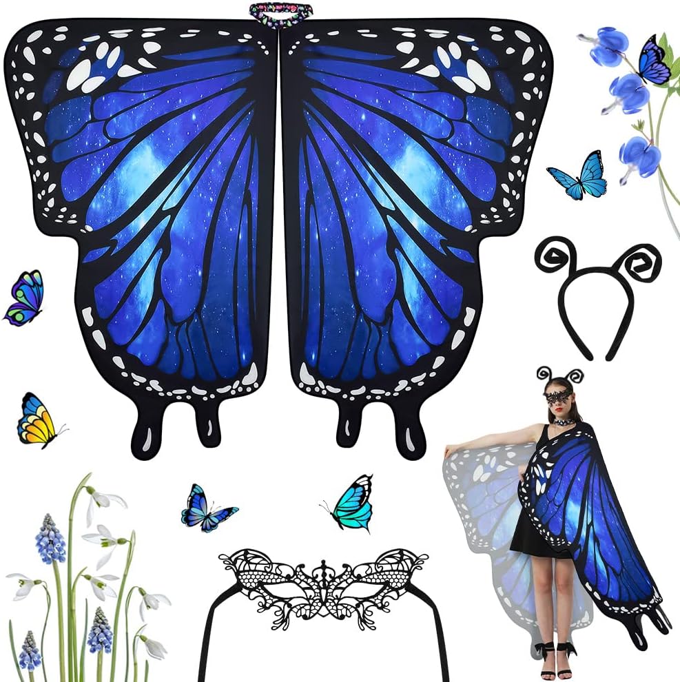 Disfraz mariposa alas azul adulto carnaval Halloween LAISHUNHE