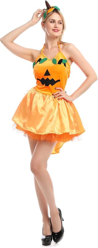 Disfraz calabaza mujer Carnavalife vestido naranja falda tul Halloween