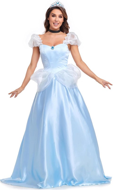Disfraz Cenicienta adulto mujer vestido azul celeste carnaval Halloween fiestas Disney
