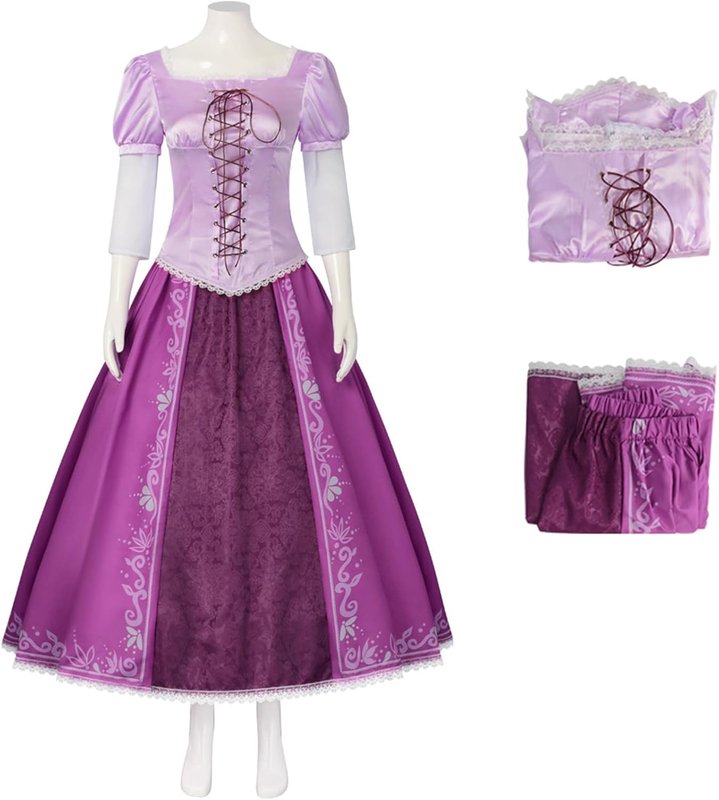 Disfraz Rapunzel adulto mujer vestido morado largo TRACYCY carnaval Halloween fiestas Disney